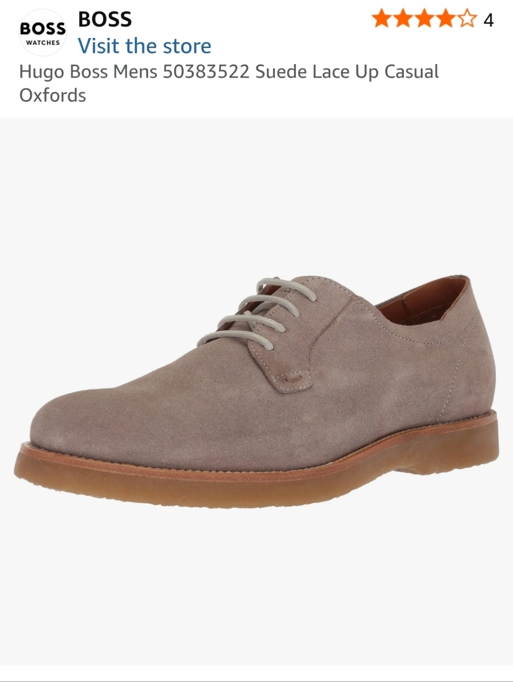 Hugo Boss Mens 50383522 Suede Lace Up Casual Oxfords